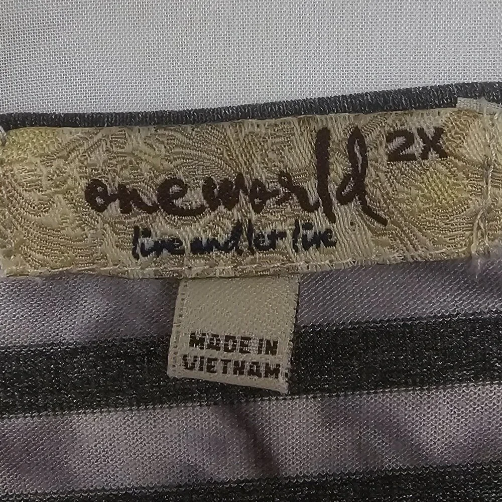 One World Gray Striped Grunge Cardigan Jacket Open Punk 2X NWT - Picture 9 of 13